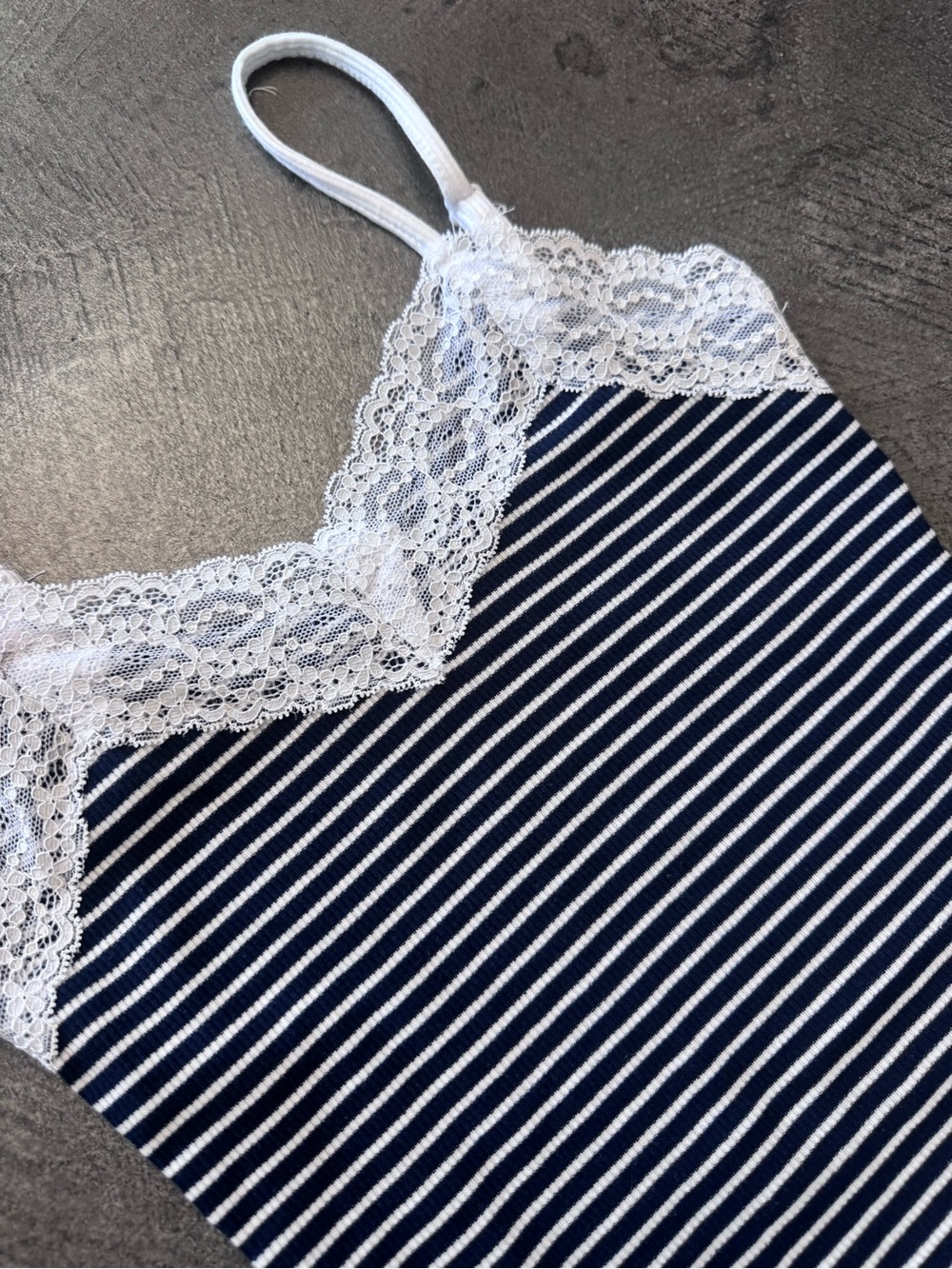 Forever 21 Striped Lace Trim Cami - Navy & White - Picture 3 of 4